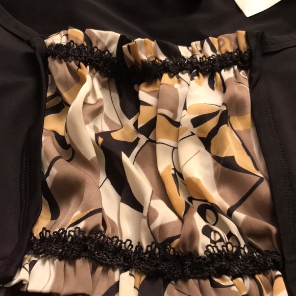 Essentials by Milano size large black print scoop neck faux shrug look NWT - Picture 5 of 13